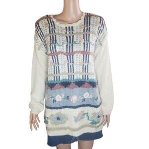 NEW DEADSTOCK Vintage Sarah Morgan Sweater Grannycore Cottage Open Knit Floral